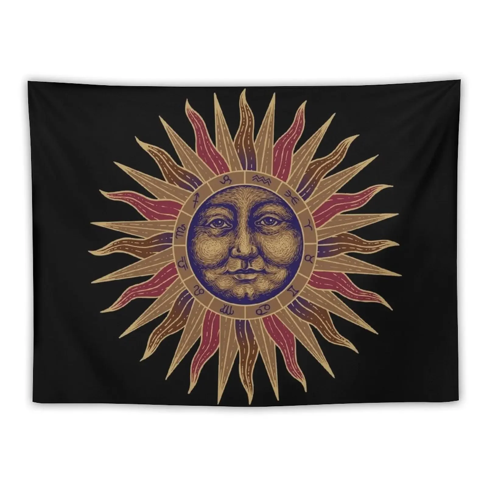 Celestial Golden Sun Face Tapestry Bedroom Decorations Nordic Home Decor Decorative Wall Murals Tapestry