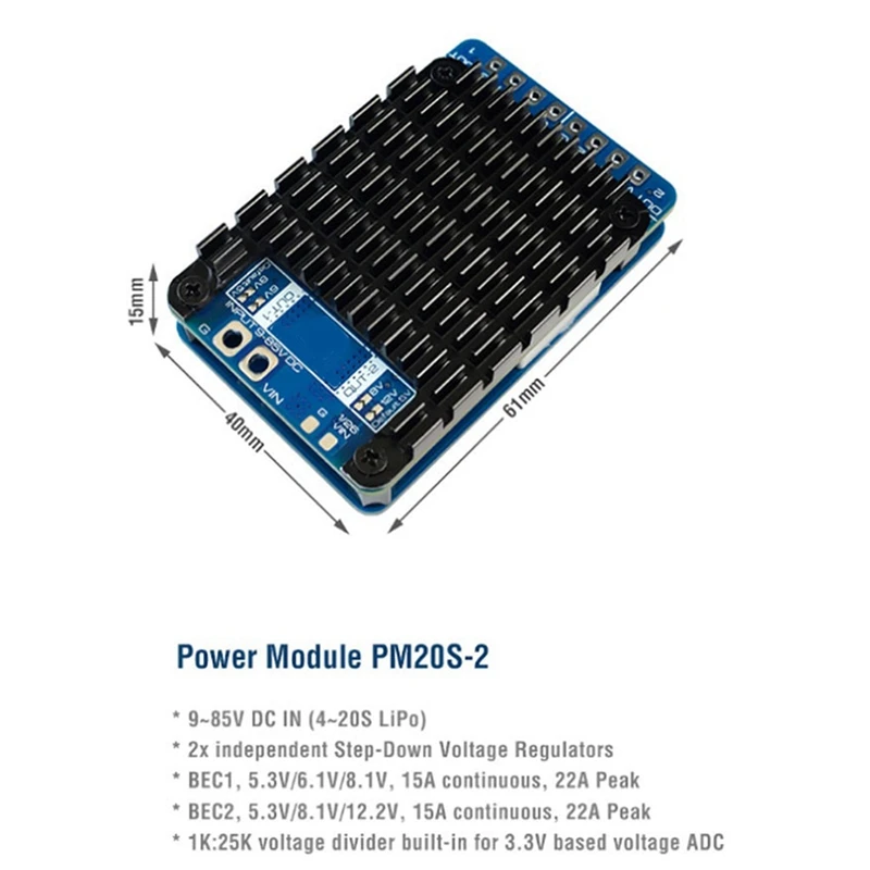 Power Module PM20S-2 9V-85V DC In 4-20S Lipo With Two Self-Contained Step-Down Voltage Regulators For RC FPV Drone