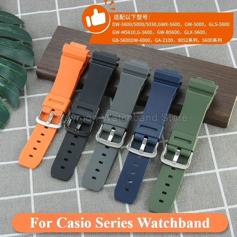 Correa de reloj de goma resistente al desgaste para Casio G-SHOCK GA-GLX/800 GMA-B800 GBA-800 GBD-800 GM110 DW5600, accesorios para reloj de 16mm