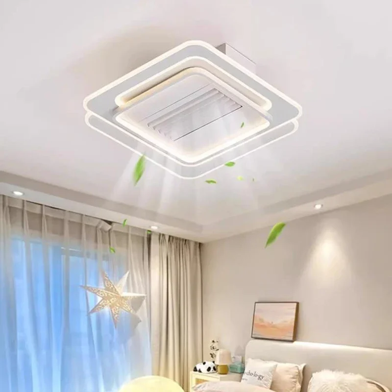 Elegant Electric Ceiling Fans Living Room Circulator Wireless Fan Lamp Without Blades Bedroom Indoor Lighting Luci Porta LLCF