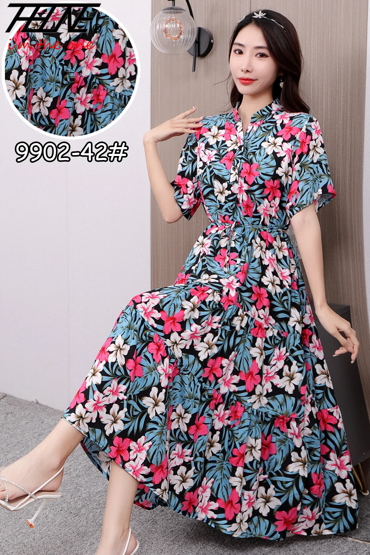 THHONE Vestidos Para Mujer Summer Women Dress 2024 Long Chinese Style Print Vintage Robe Floral Holiday Casual Fashion Dresses