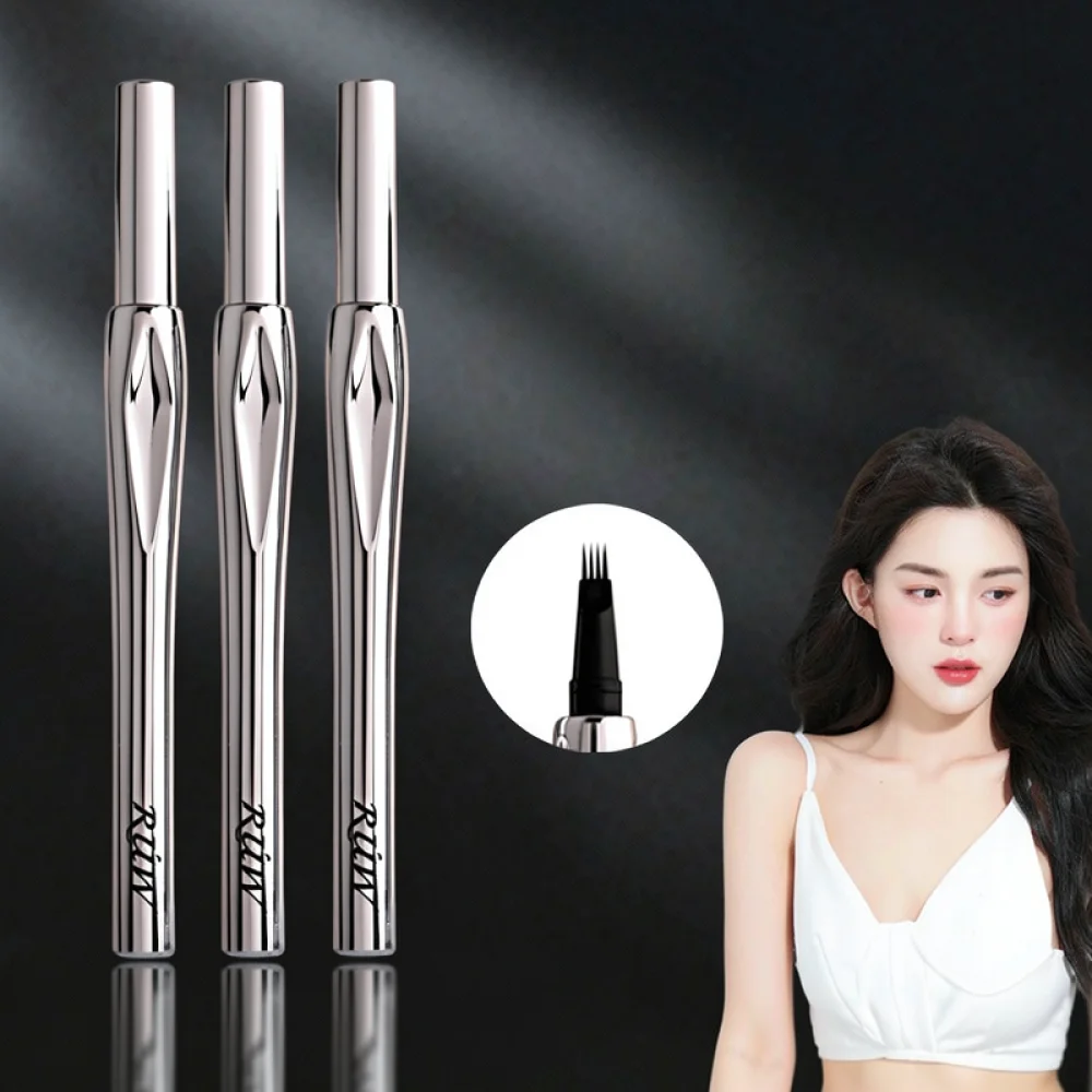 Liquid Eyebrow Pen Four Fork Tip Waterproof Sweatproof Brow Marker For RUW Natural Hair Like Tint Cosmetic Tool