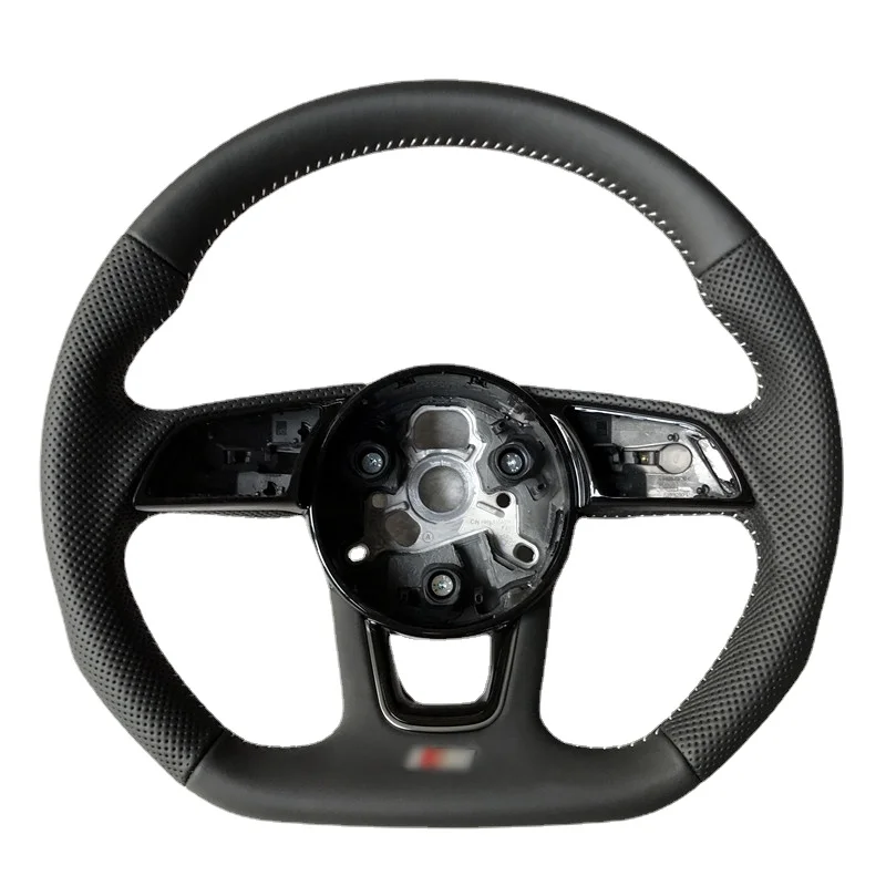 

For Audi New A3 A4L A5 B9 Flat-bottomed Sports Leather Full-perforated Semi-Perforated Steering Wheel