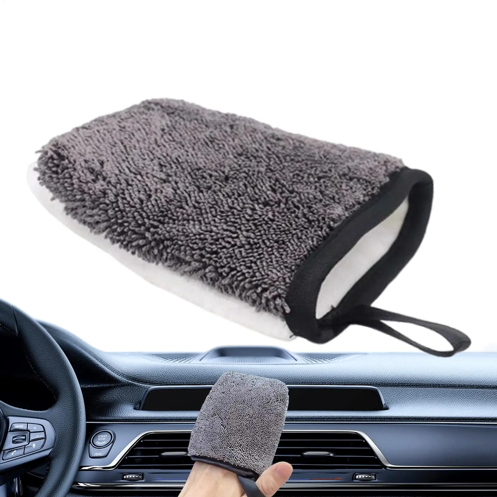 Double-Sided Car Wash Glove Plush Coral Mitt Thick Cleaning Gloves Soft Anti-scratch for Car Wax Detailing