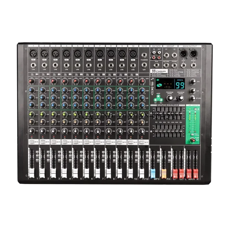 WMWMNU EX 12-channel Professional Audio Mixer 99DSP Effects Dj Controller/audio Console Mixer for Recording Studio Small Show