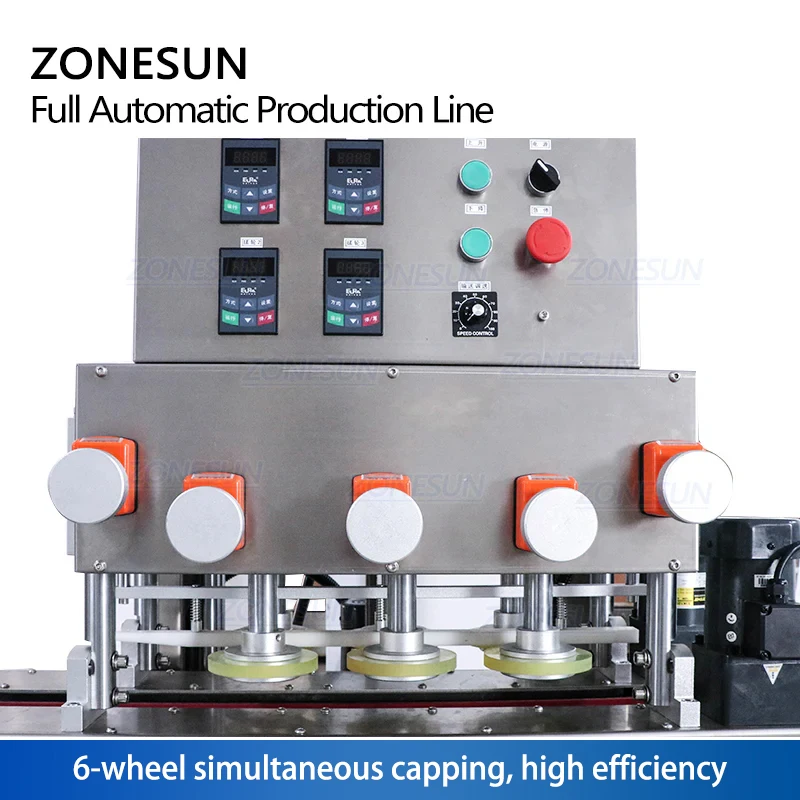 ZONESUN Полный 4 головки автоматические сервопривода для мёда для масла шампунь круглая бутылка фляга продукция для заполнения, покрытия и маркировки машины для производственной линии