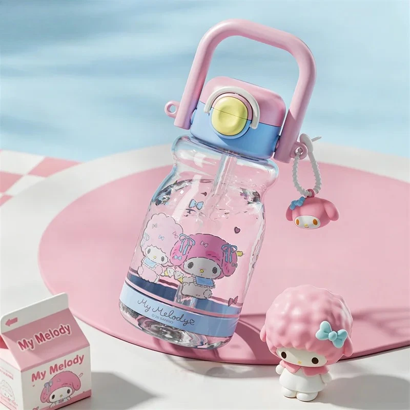 X&W Sanrio Black Rice 650ML Plastic Water Cup Transparent Plastic Straw Cup with Straw Summer Outdoor Children's Cold Drink Cup