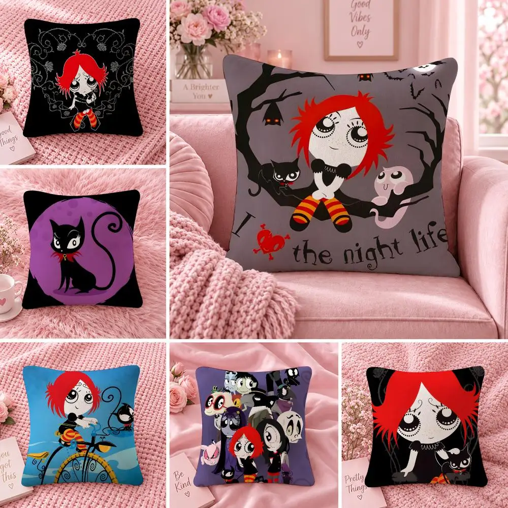 Cartoon Cute Kids R-Ruby Gloom Cushion Cover Double Sided Print Short Plush Pillow Sofa Bedroom Dorm Room Decor Gift