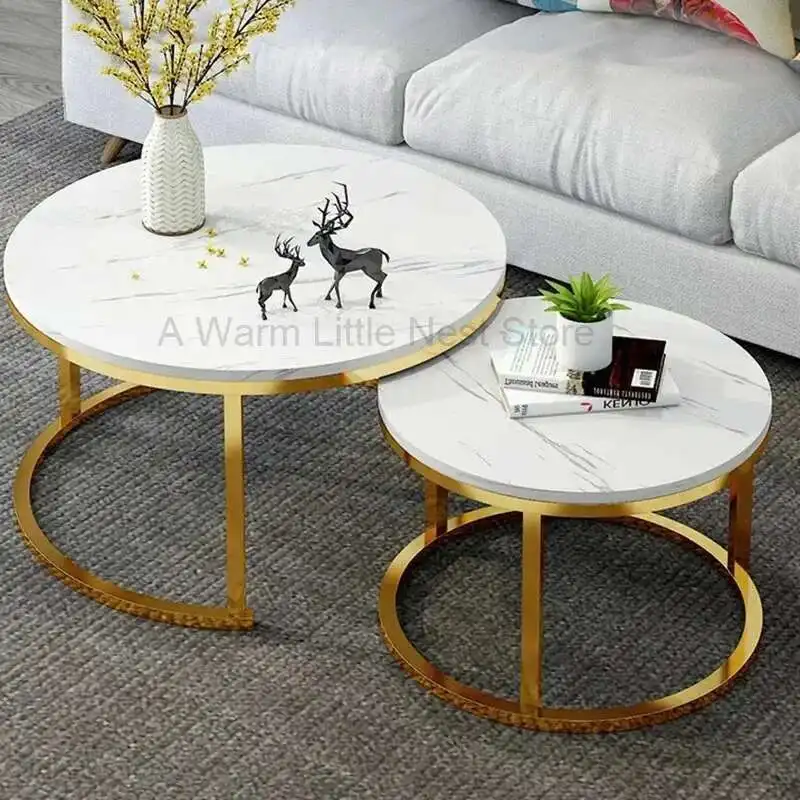 

Modern Nordic Coffee Table Round Luxury White Storage Coffee Table Floor Home Stolik Kawowy Living Room Sets Furniture CJ-102