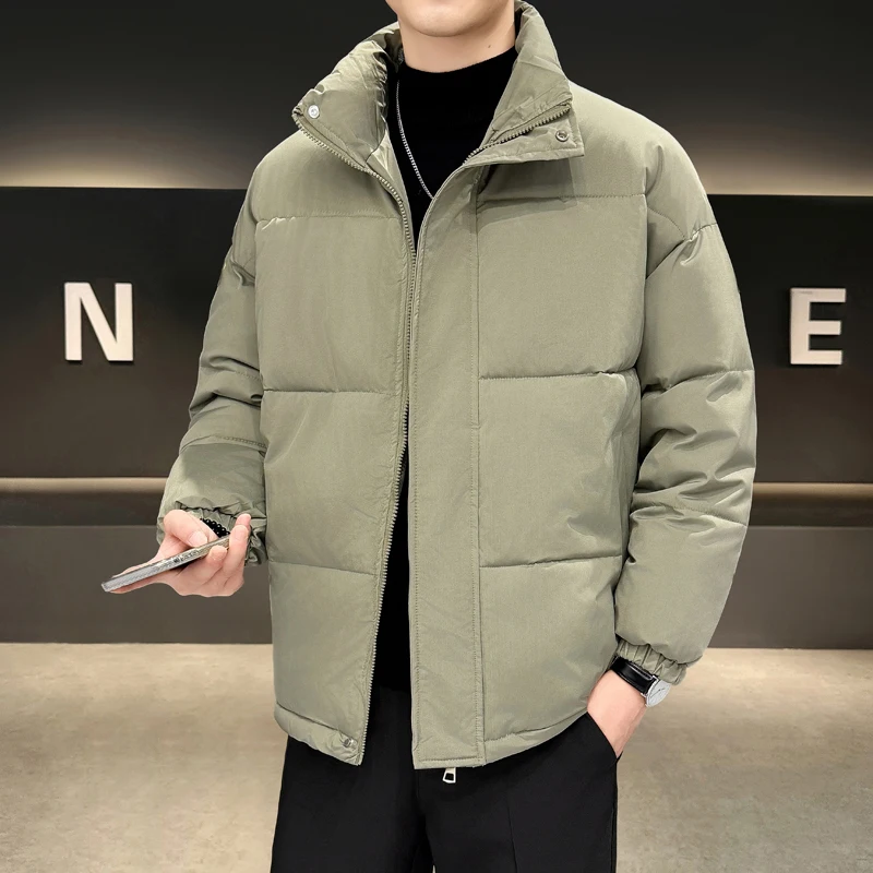 

Solid Color Cotton-Padded Jackets New 2025 Autumn Winter Casual Stand Collar Warm Parkas Outwear Windproof Thicken Tops Clothing