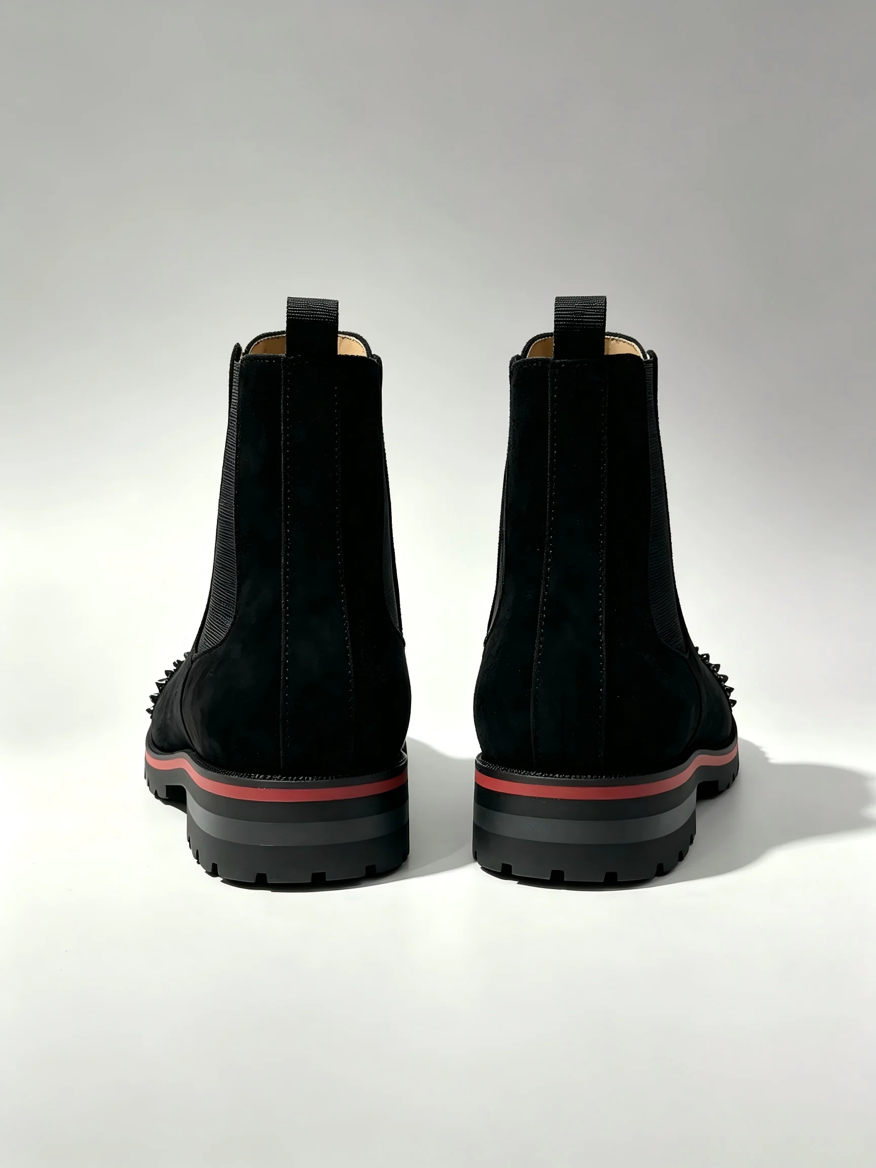 Punk Rivet Chelsea Ankle Boots Patent Leather Thick Sole Slip On Luxury Rock Style Non Slip Streetwear Nightclub Short Boots