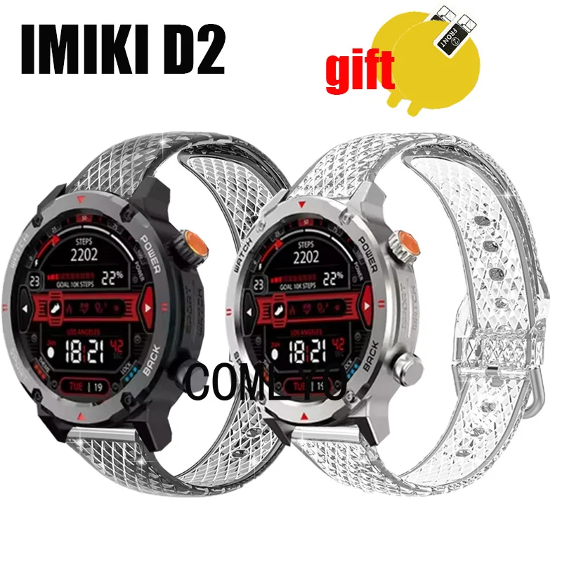 2in1 For IMIKI D2 Strap Smart Watch TPU Soft Wristband Bracelet Women men Sports Belt Screen Protector film