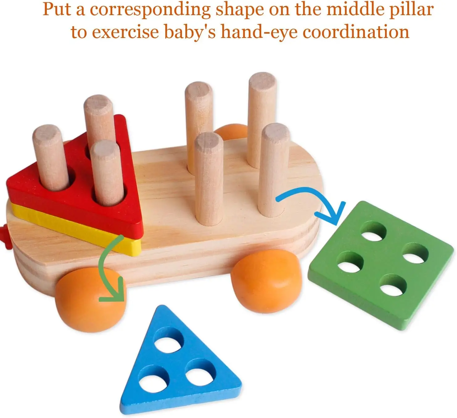 Tren de bloques de construcción de madera para niños, clasificador de formas de juguete y juego de apilamiento para niños pequeños, beneficio Montessori, preescolar intelectual