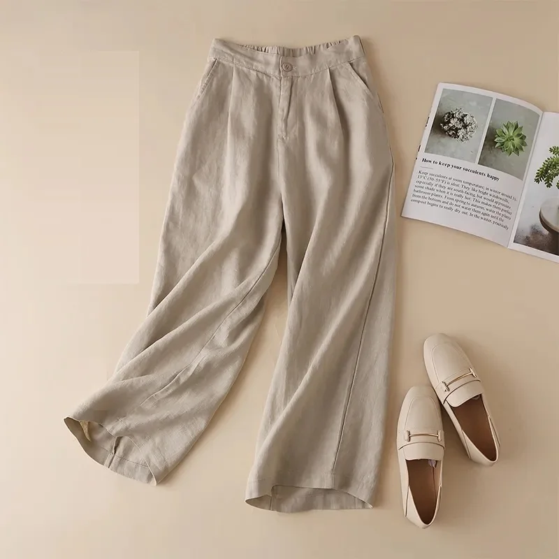 

High Waist Casual Trousers Women New Arrival 2024 Spring summer Simple Style Solid Color Basics Cotton Female Straight Pants