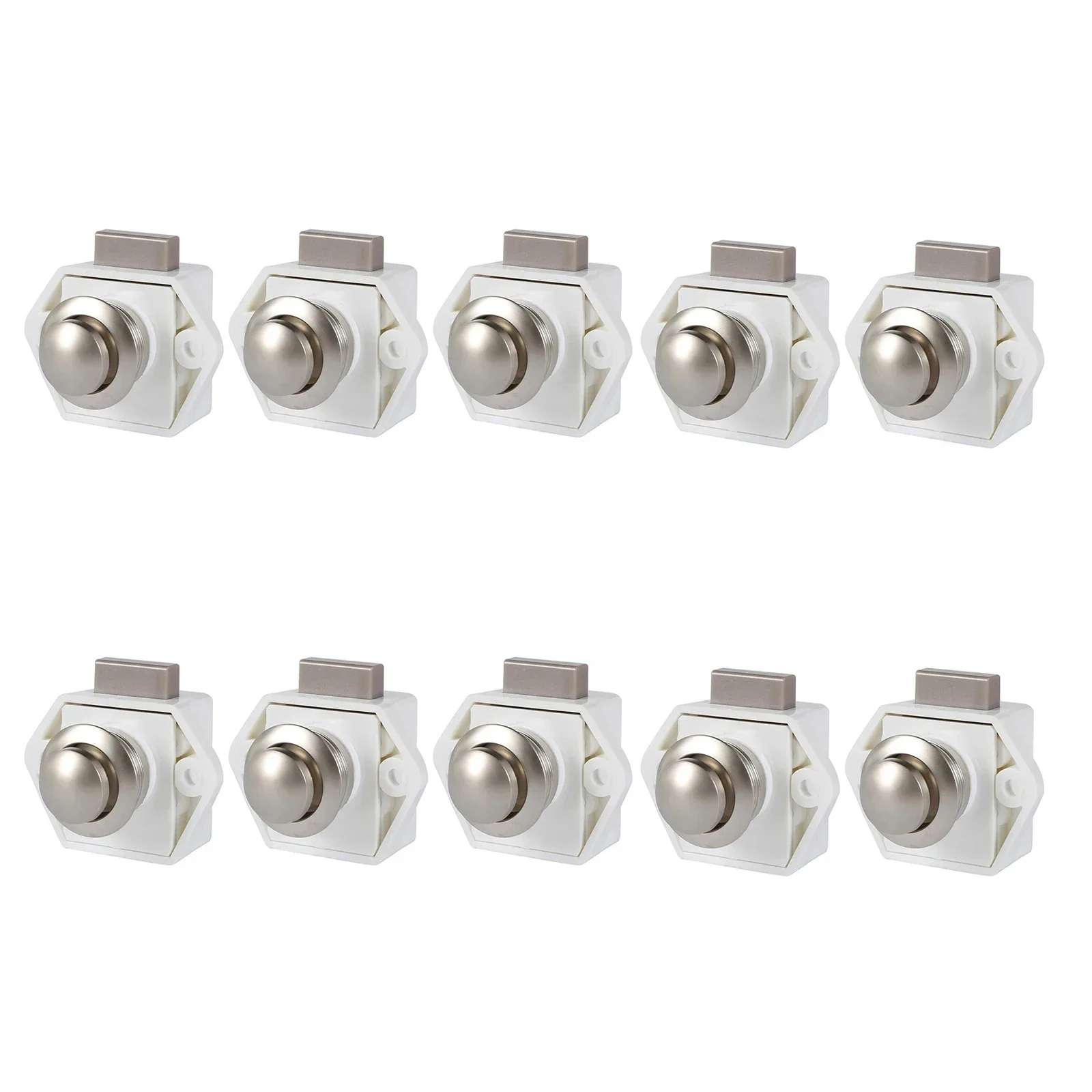 10PCS Push Button Drawer Latch 20mm Camper Cupboard Knob RV Compartment Latch Catches for Caravan Boat Motorhome Cabinet Drawer