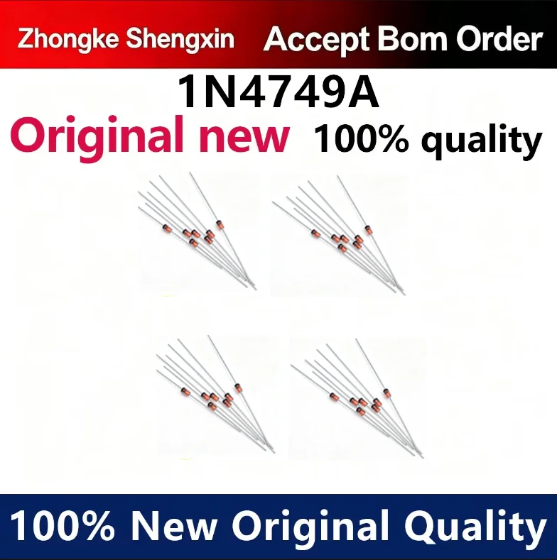 （5pcs-100pcs）Brand new 1N4749A IN4749 direct insertion glass regulator tube 1W regulator diode 24V DO-41