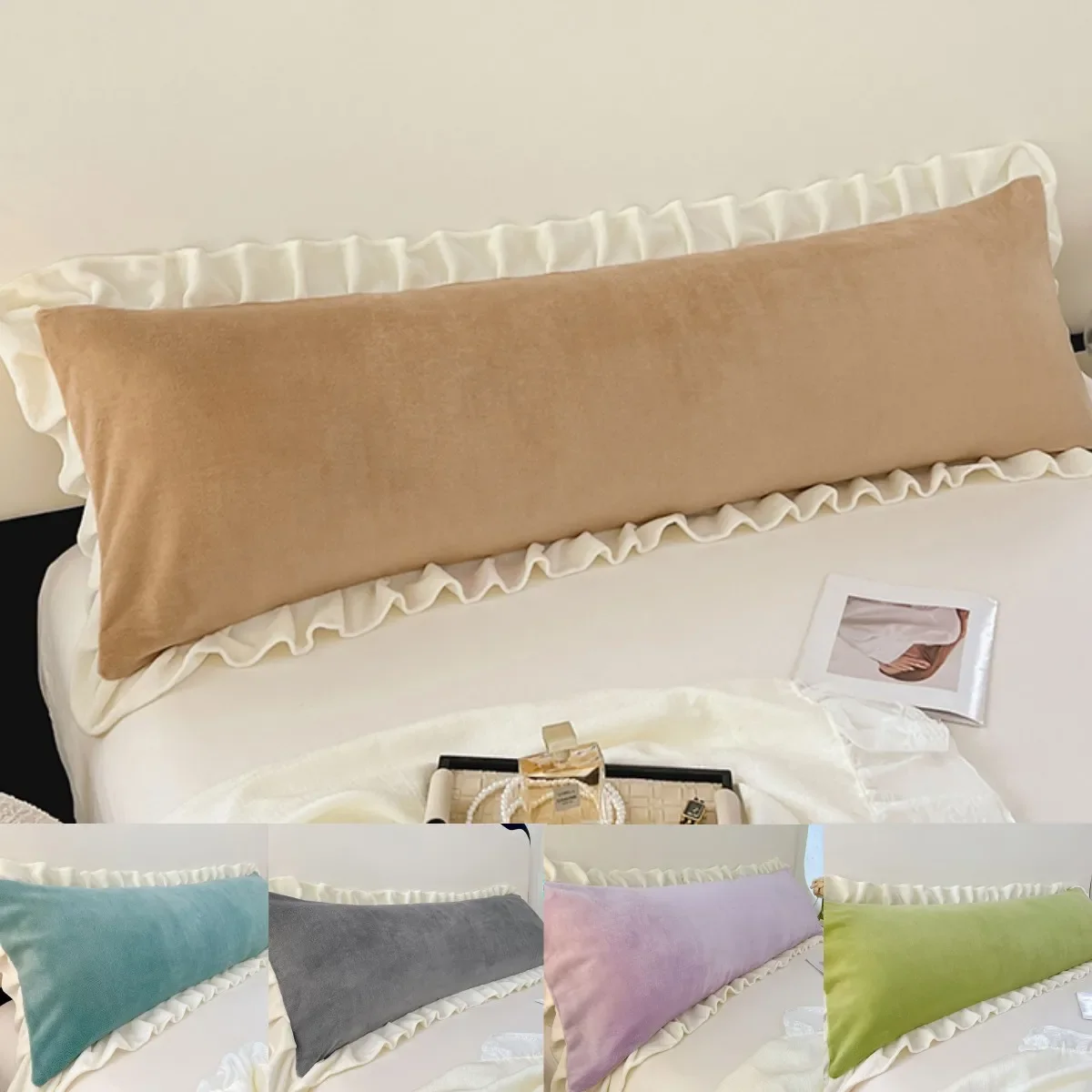 Couple Double Pillow Case Single Side Quilted Pillow Cases Simple Solid Color Body Size Pillowcase Safety No Zipper Pillow Cover