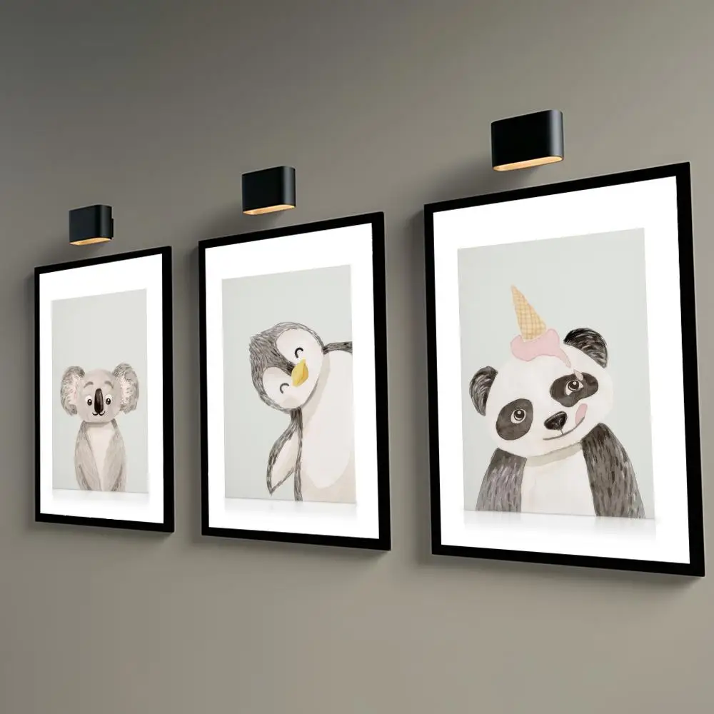 

Cute Animal Headshot Painting Calligraphy High-Quality Waterproof Canvas Poster for Living Room Coffee Style Home Decor