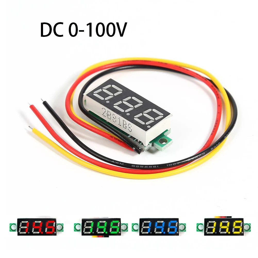 0.28 Inch Ultra Small DC Digital Display Adjustable Three Line DC 0-100V Battery Voltmeter 2-Line 3-Line Universal A1