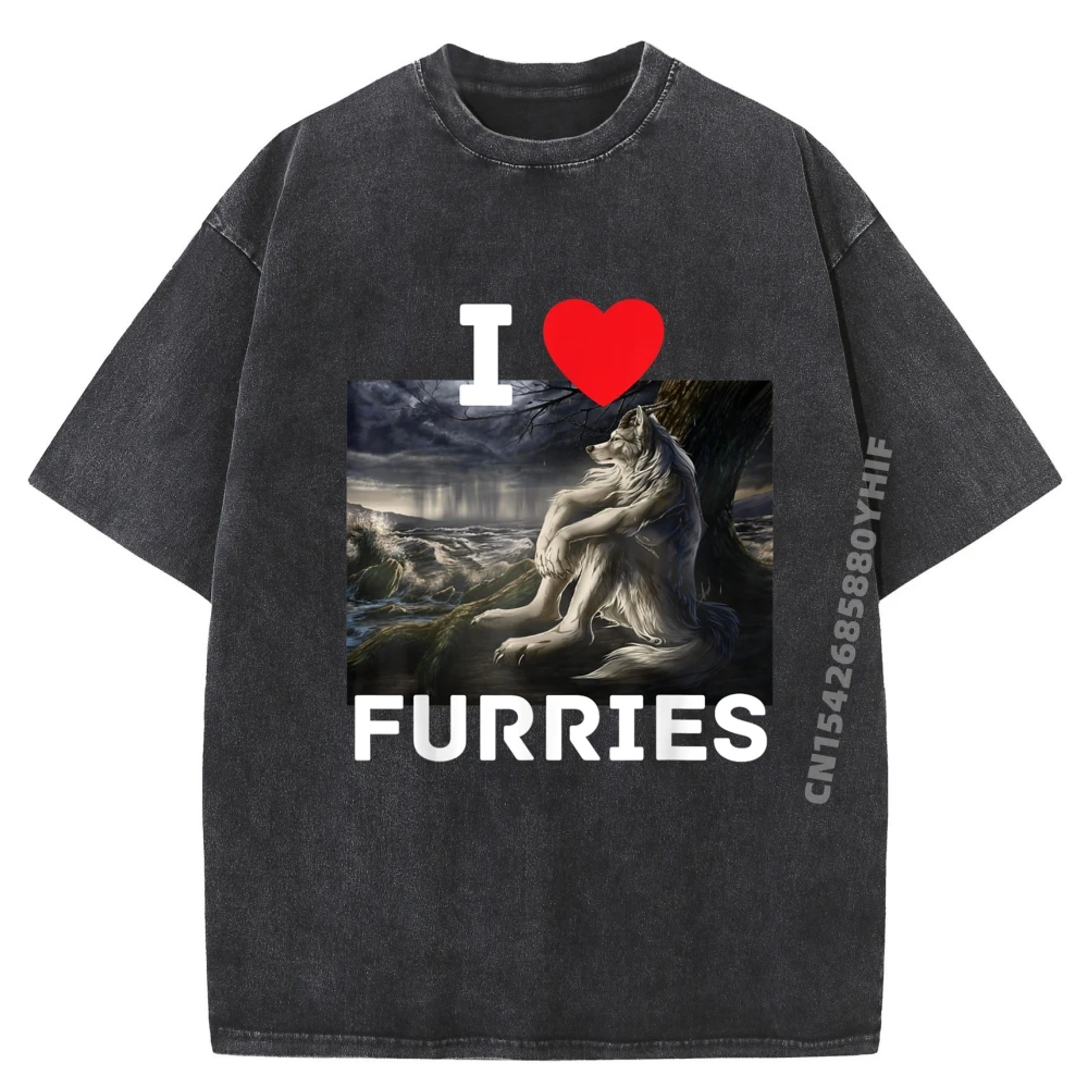 

Мужские футболки с принтом I Heart Furries Funny Cringe Furry Alpha Werewolf Wolf Meme Модная футболка Мужская свободная стираная рубашка