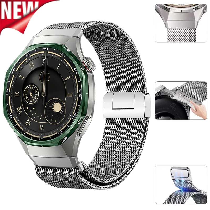 No Gaps Milanese Magnetic Strap for Huawei Watch GT7 Pro 46mm Quick Button Release Bracelet for Huawei Watch GT6 Pro Wristband