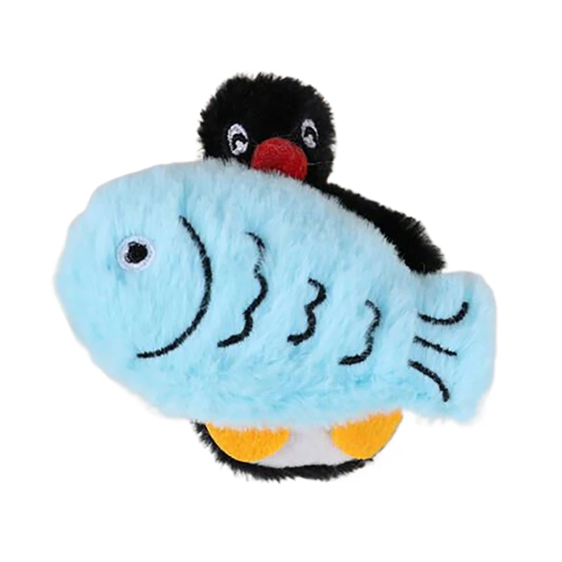 Cartoon Cute Penguin Fish Companion Stuffed Doll Toys Creative Funny Plush Squeaking Keychain Pendant Bag Hanging Ornaments Gift