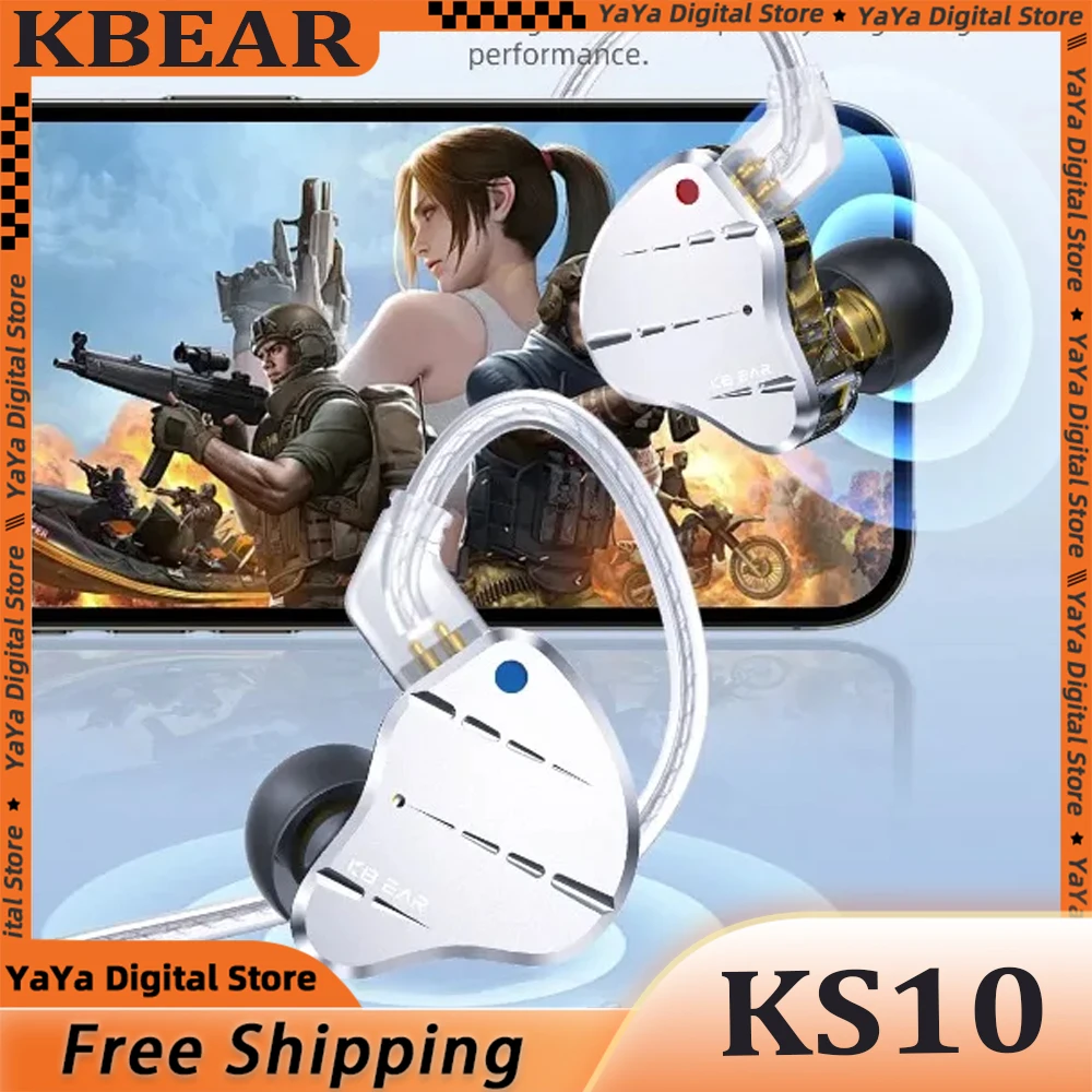 

KBEAR KS10 1DD+4BA Metal Earphone HIFI in Ear Earbud Sport Game Music Monitor Sound Noise Reduction Headset Comfortable