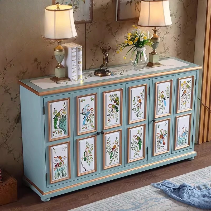 Flowers and birds all solid wood activity baffle shoe cabinet dining edge folding door porch partition - view 2