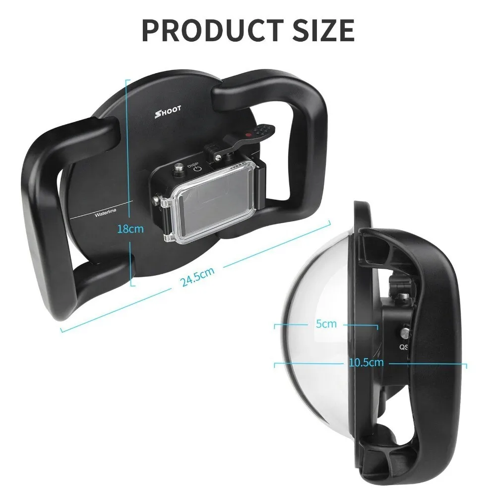 Waterproof Dual Handheld Dome Port Diving Housing Case Surface Lens Cover for DJI Osmo Action 1 Camera Accessories
