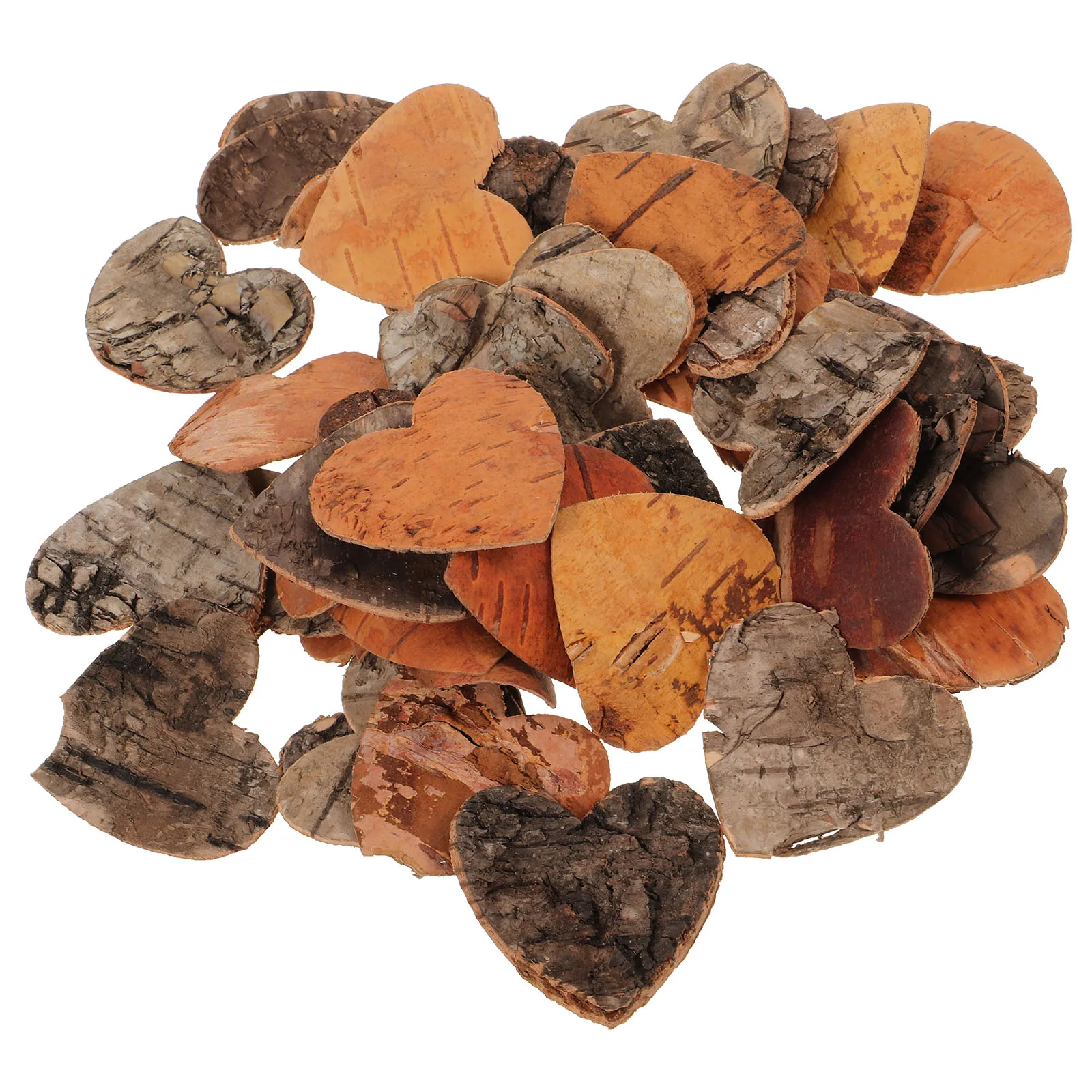 

80Pcs Heart Wood Slices Polished Both Sides with Bark DIY Ornament Materials for Home Decor Wedding Crafts Wooden Discs
