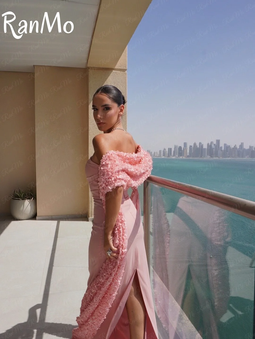 Ranmo 2025 فساتين سهرة أنيقة مخصصة زهور دانتيل شال طويل فساتين لحضور الحفلات الموسيقية طول الأرض Vestidos De Noches رداء حفلات