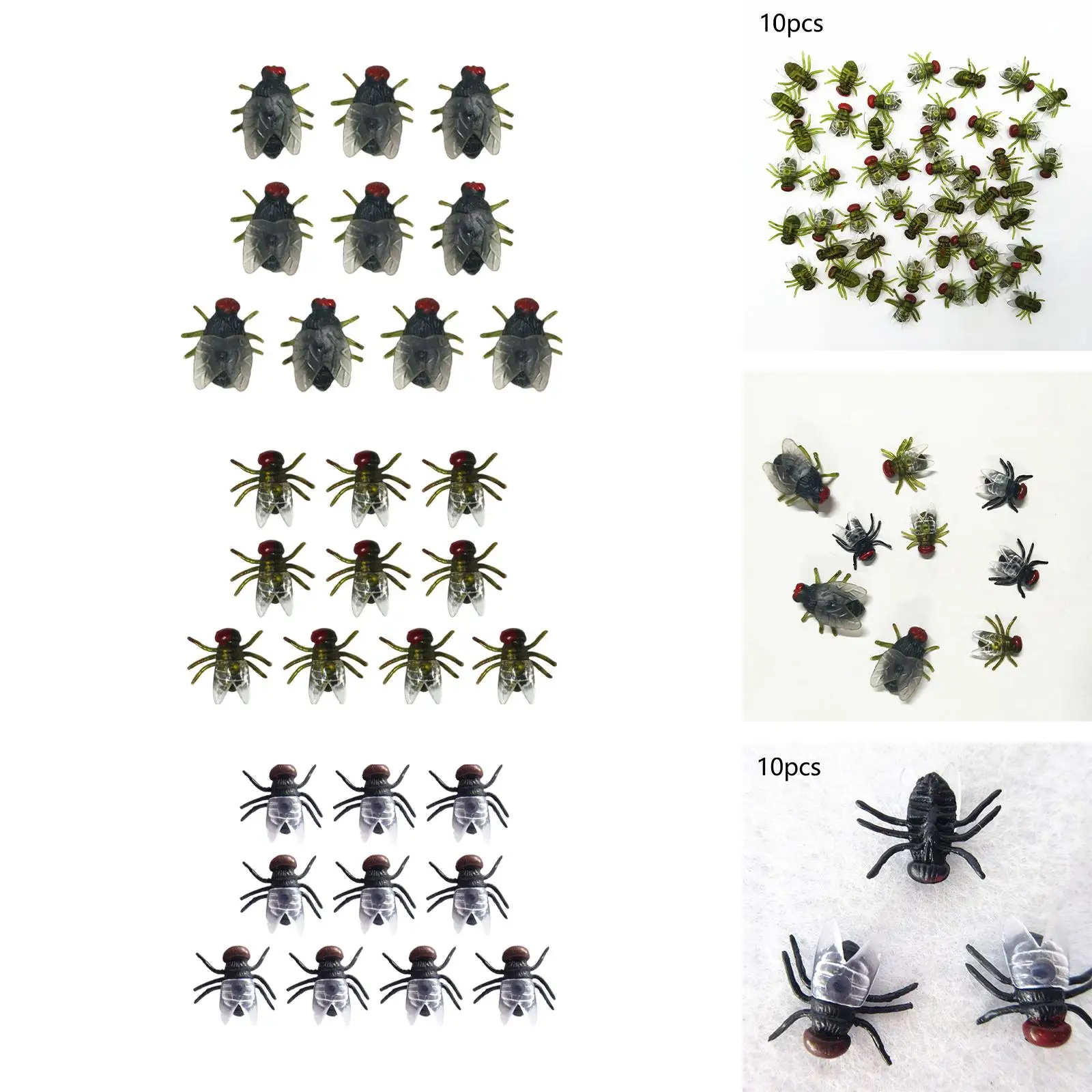 Durable PVC Flies Toys Realistic Shape Simulation Props for Halloween Party April Fools Jokes