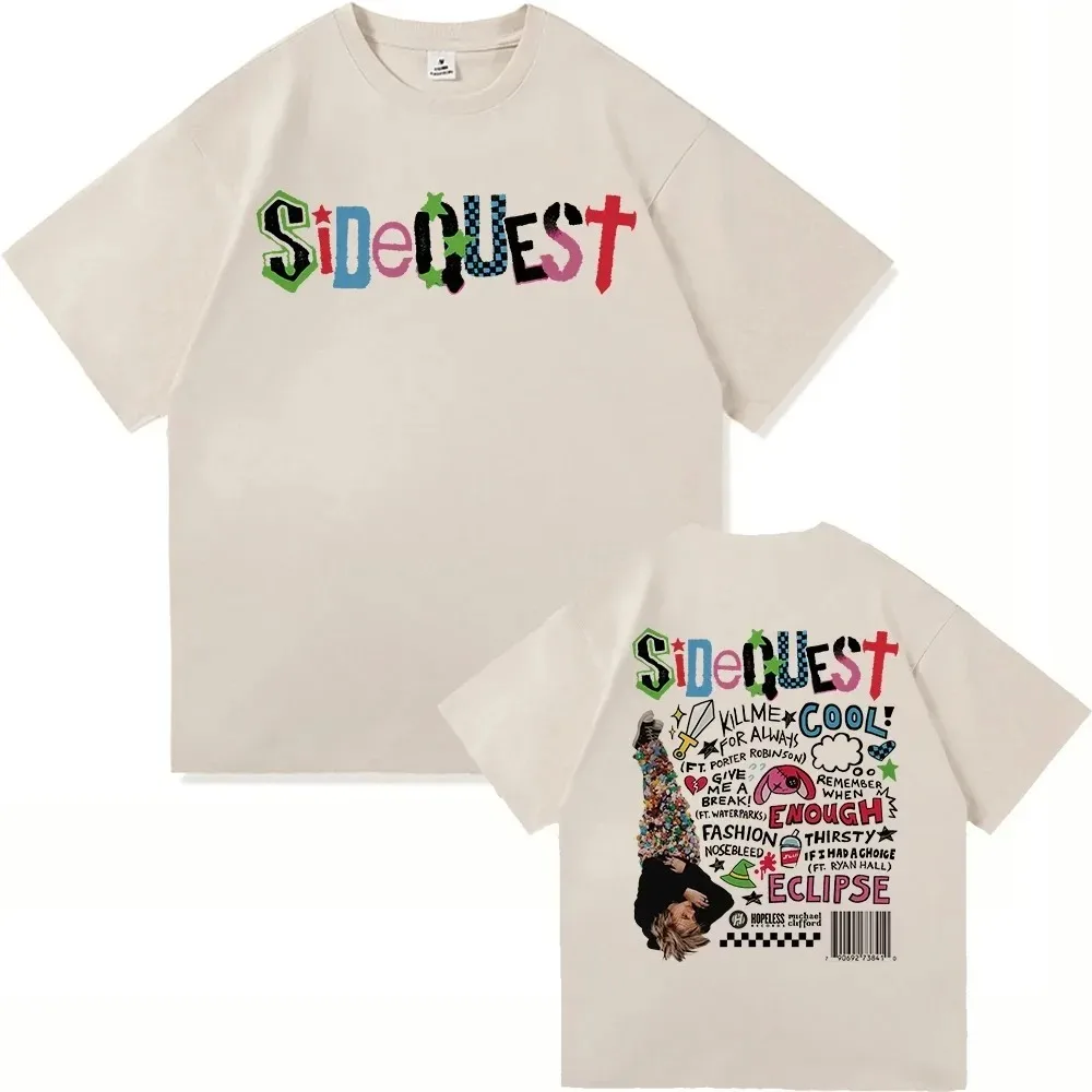 Michael Clifford Sidequest Themed Vintage Album T-shirt — Y2K Aesthetic Oversized Style | High Quality Casual Cotton Clothing