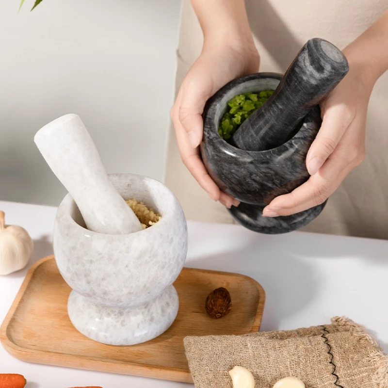 

Mortar and Pestle Marble Set for Spices Pestos Seasonings Pastes Guacamole Bowl Herb Grinder,with bamboo Lid Easy To Clean