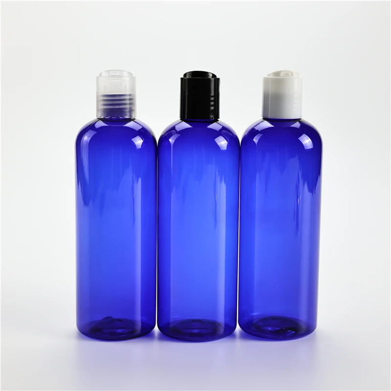 

300ML X 20 Empty Blue Plastic Cosmetics Lotion Bottle With Plastic Disc Top Lid Shampoo PET Containers Cosmetic Packing Bottles