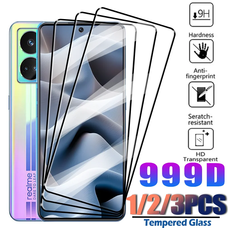 

1/2/3PCS Full Cover Protective Glass for Realme 6 7 8 9 Pro 8i 7i 10s 11 12 X Screen Protector for Realme GT Neo 2 3 2T 5 Glass