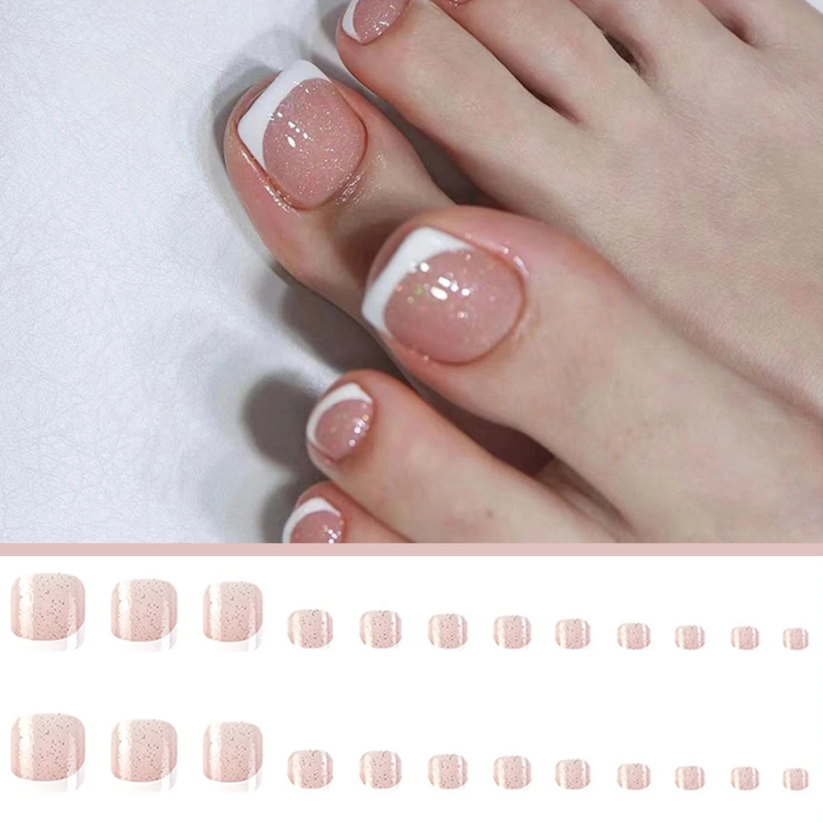 Autumn And Winter Style 24 Piece Nail Patch Set Diy Artificial Color Toe Nail Patch Design Full Set Of Toe Nail Art Decoration