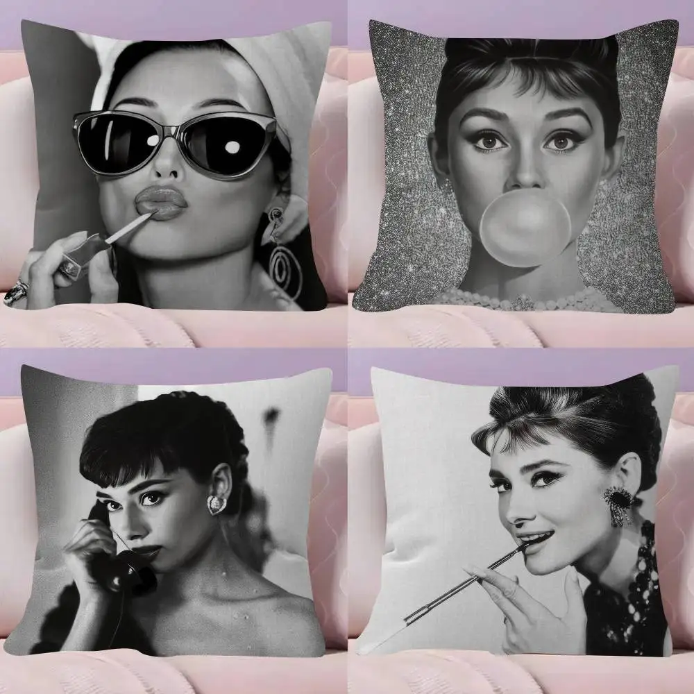 Audrey Hepburn Lipstick  Pillowcase toon Gift Cushion Cover Bedroom Home Sofa Chair Seat Decor pillow case