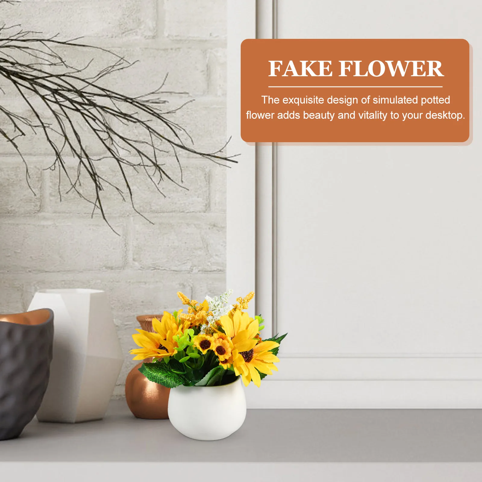 

Simulated Potted Flower Lifelike Artificial Bonsai Maintenance-Free Desktop Decoration for Living Room Bookshelf Faux Greenery