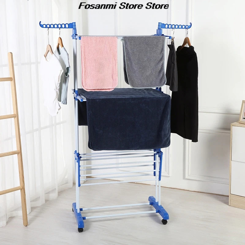 Foldable Wing Shape Drying Rack 3 Tier Indoor Outdoor Portable Laundry Stand With Wheels For Balcony Bathroom Towel Clothes