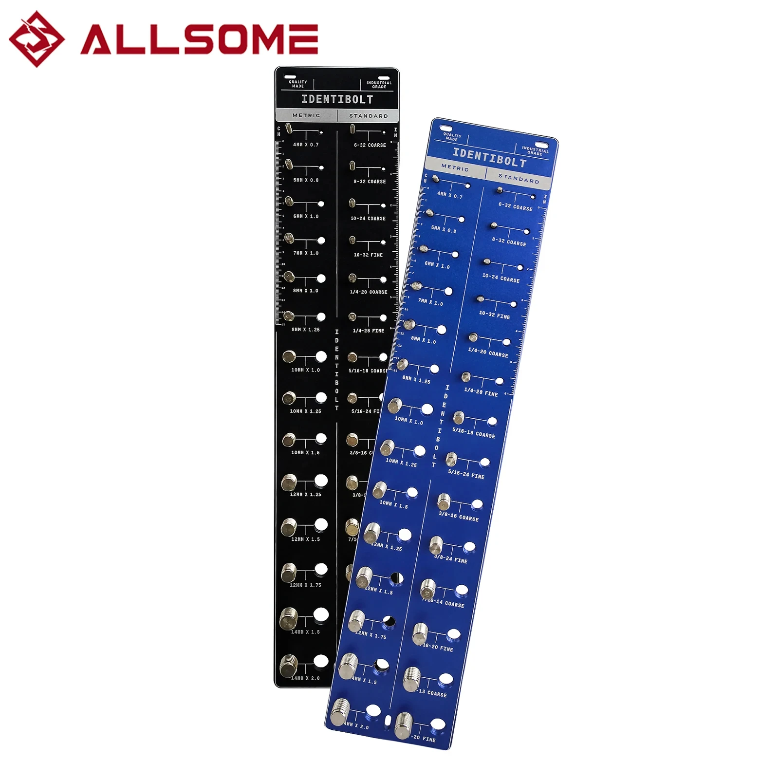 ALLSOME 28 Bolt & Nut Identifier Gauge Nut Bolt Thread Checker 14 Metric & 14 Standard Ruler with Inches & Centimeters