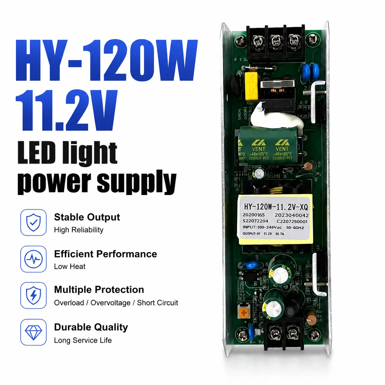 HY-120W 11.2V-XQ 120W LED Power Supply Replacement Driver for Wall Washer, Linear Light, Spotlight, Indoor Outdoor Lighting