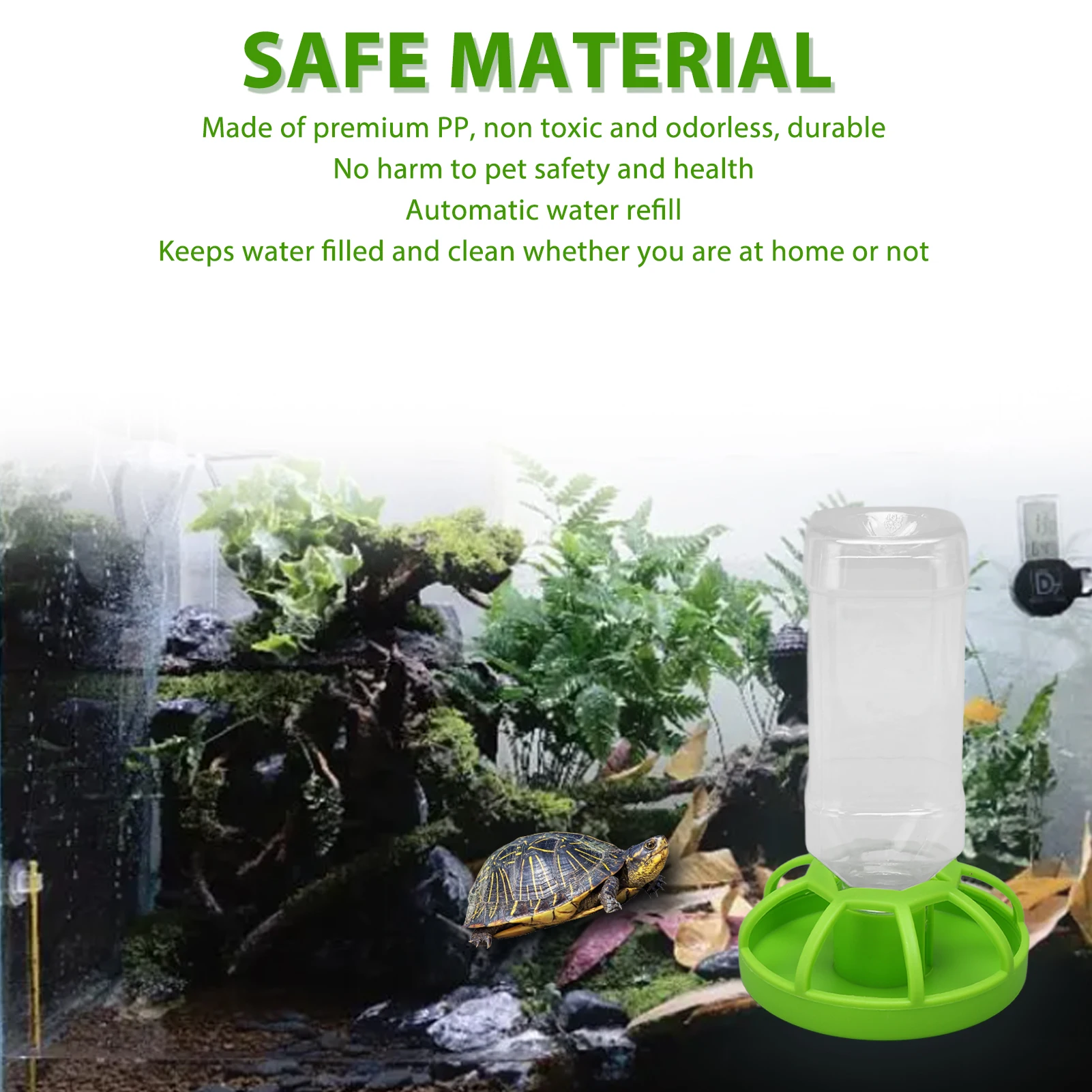 Reptile Water Bottle  Automatic Feeder Waterer Dispenser with Water Bottle for Lizard Tortoise