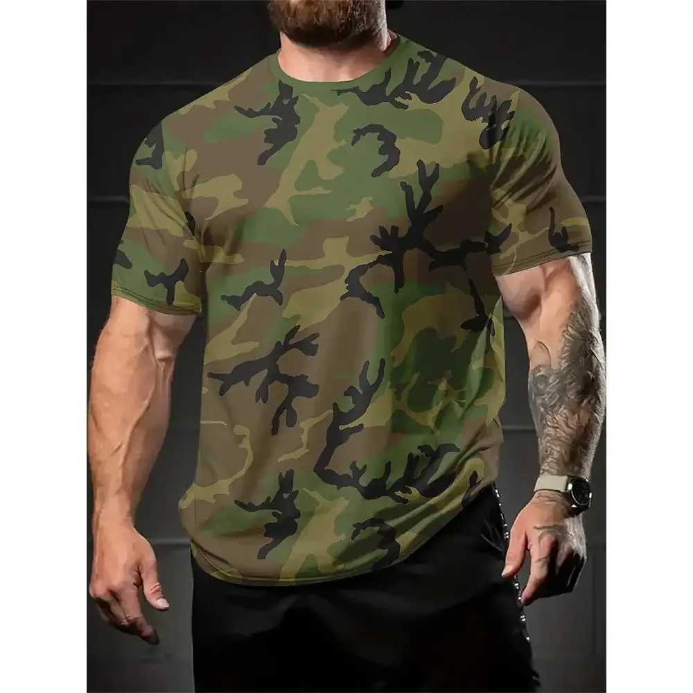 

Summer Casual Men's Top Running Fitness Men's Short Sleeve Outdoor Fashion Men's Sports T-shirt Camouflage Printed Men's T-shirt