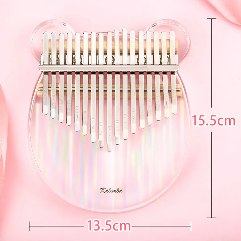 17 Keys Tone Karimba Kalimba Acrylic Crystal Finger Finger Piano Gifts for Kids Adults Beginners, Musical Instrument Present