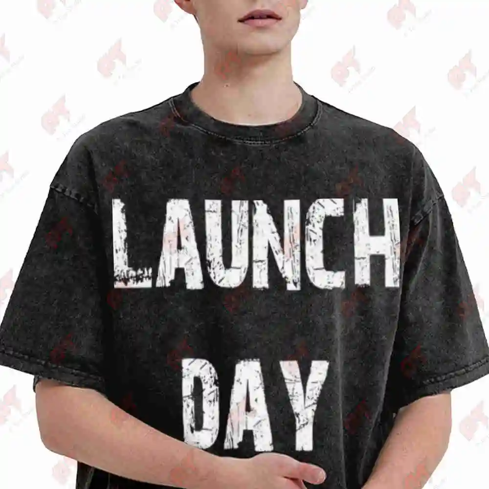 Rocket Ship Tech Space Vintage Washed Tee Pure Cotton T-Shirt