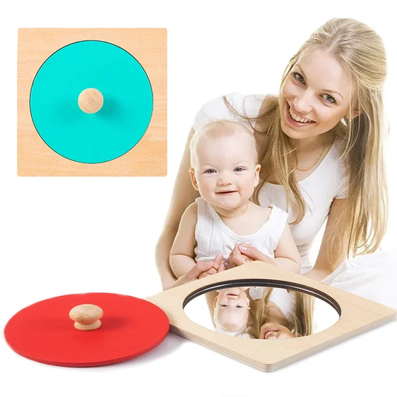 

Montessori Mirror Puzzle Busy Board Wooden Toys Children Early Educational Sensory Toy For Toddler Preschool Teaching Aids Gifts