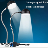 LED Machine Tool Light 12W 110-220V 24-36V Flexible L40cm Gooseneck Clip Magnetic Base Lamp Industrial Bright Garage Light