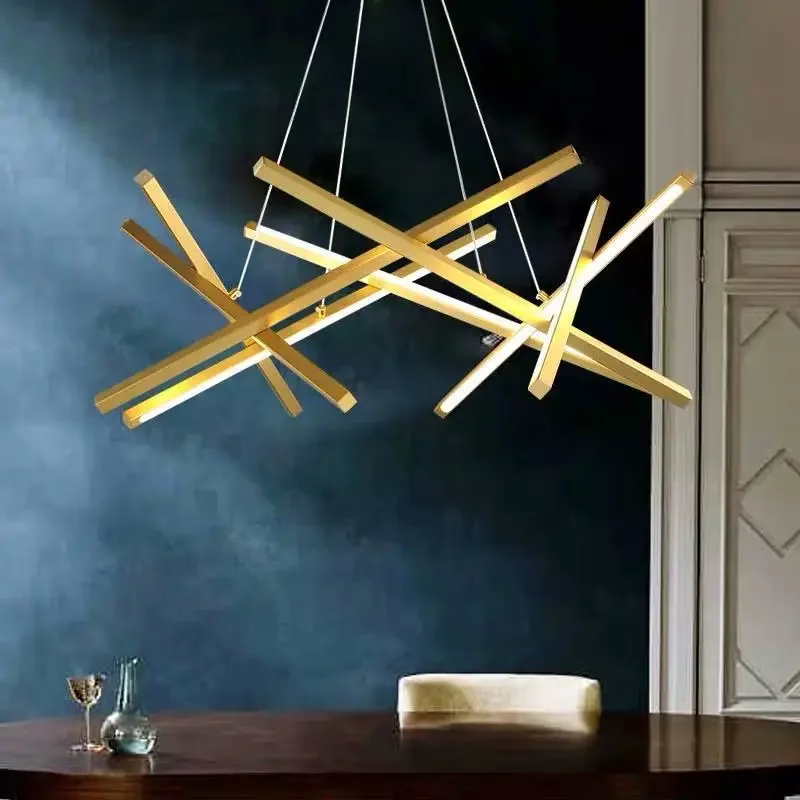Modern LED Strip Chandelier Ceiling Chandeliers Long Strip Pendant Light Living Room Restaurant Bar Hanging Lamp Exhibition Hall