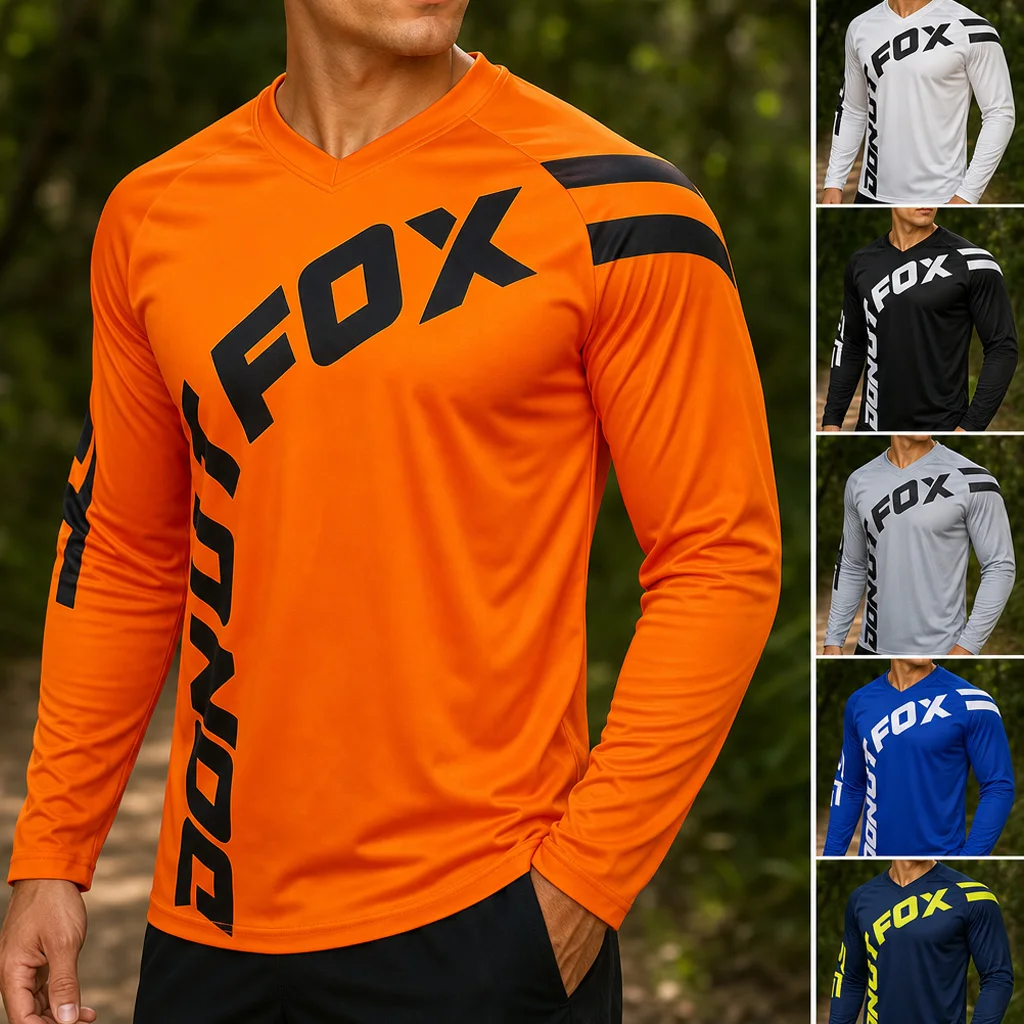 Adult Male Functional Long Sleeve Cycling Shirt, Mountain Biking Outdoor Hiking Camping Quick‑Dry Lightweight Sportswear